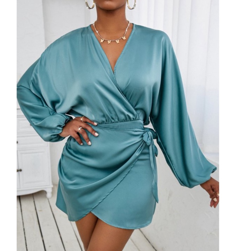 New Zara Satin Wrap Dress